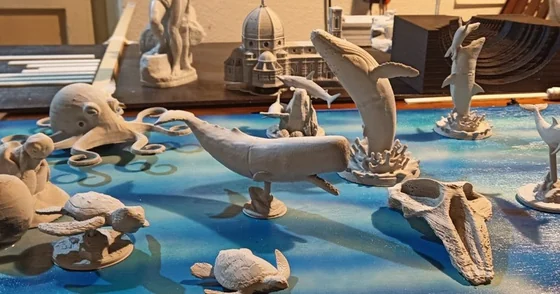 3D models of monuments and sculptures.